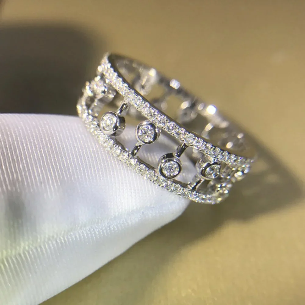 🌸Dainty CZ Full Around Zircon Silver Plated Luxury Fashion Eternity Ring, K892 - Picture 2 of 6